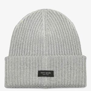 kate spade Silver Metallic Ribbed Beanie